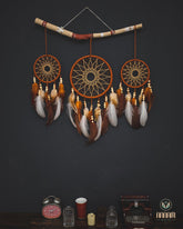 Set of 3 Rustic Dreamcatchers Brown SD14