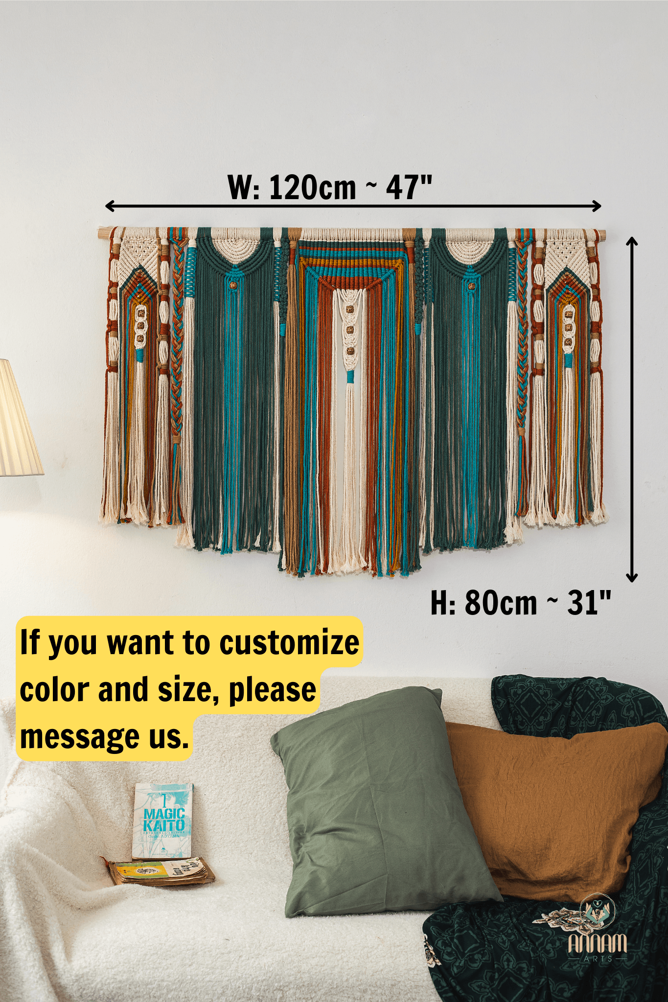 Large macrame boho wall hanging BH01