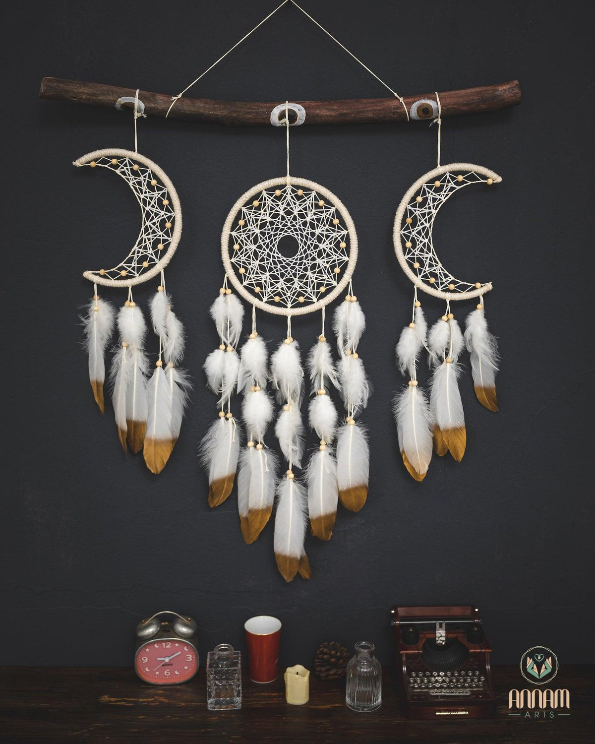 Set of 3 white moon Dreamcatchers SD13