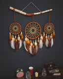 Set of 3 Rustic Dreamcatchers Brown SD14