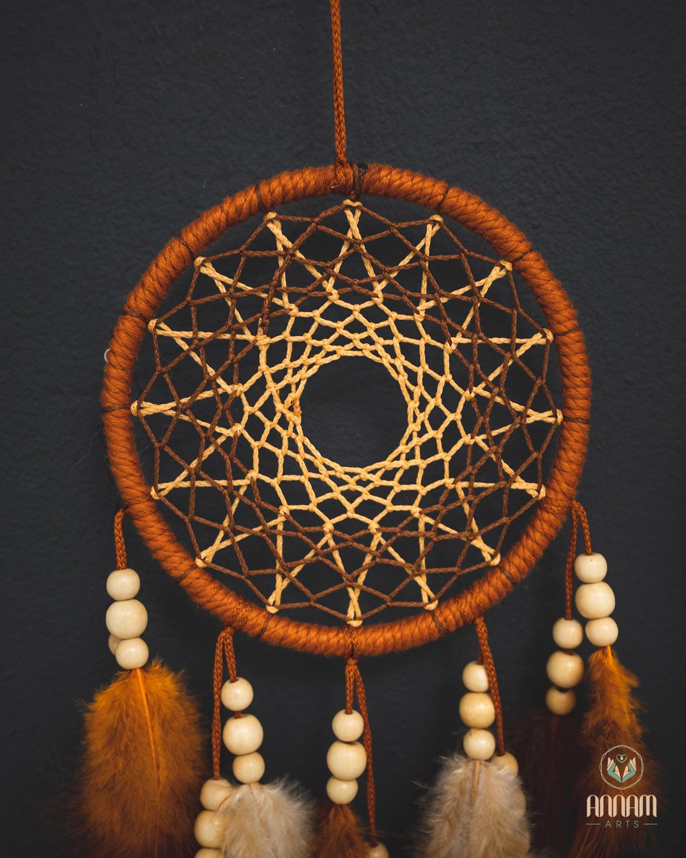 Set of 3 Rustic Dreamcatchers Brown SD14