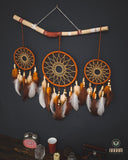 Set of 3 Rustic Dreamcatchers Brown SD14