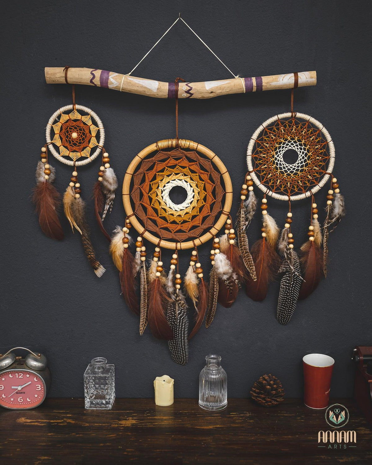 Set of 3 rustic Dreamcatchers SD15