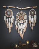 Set of 3 Rustic Dreamcatchers White SD21