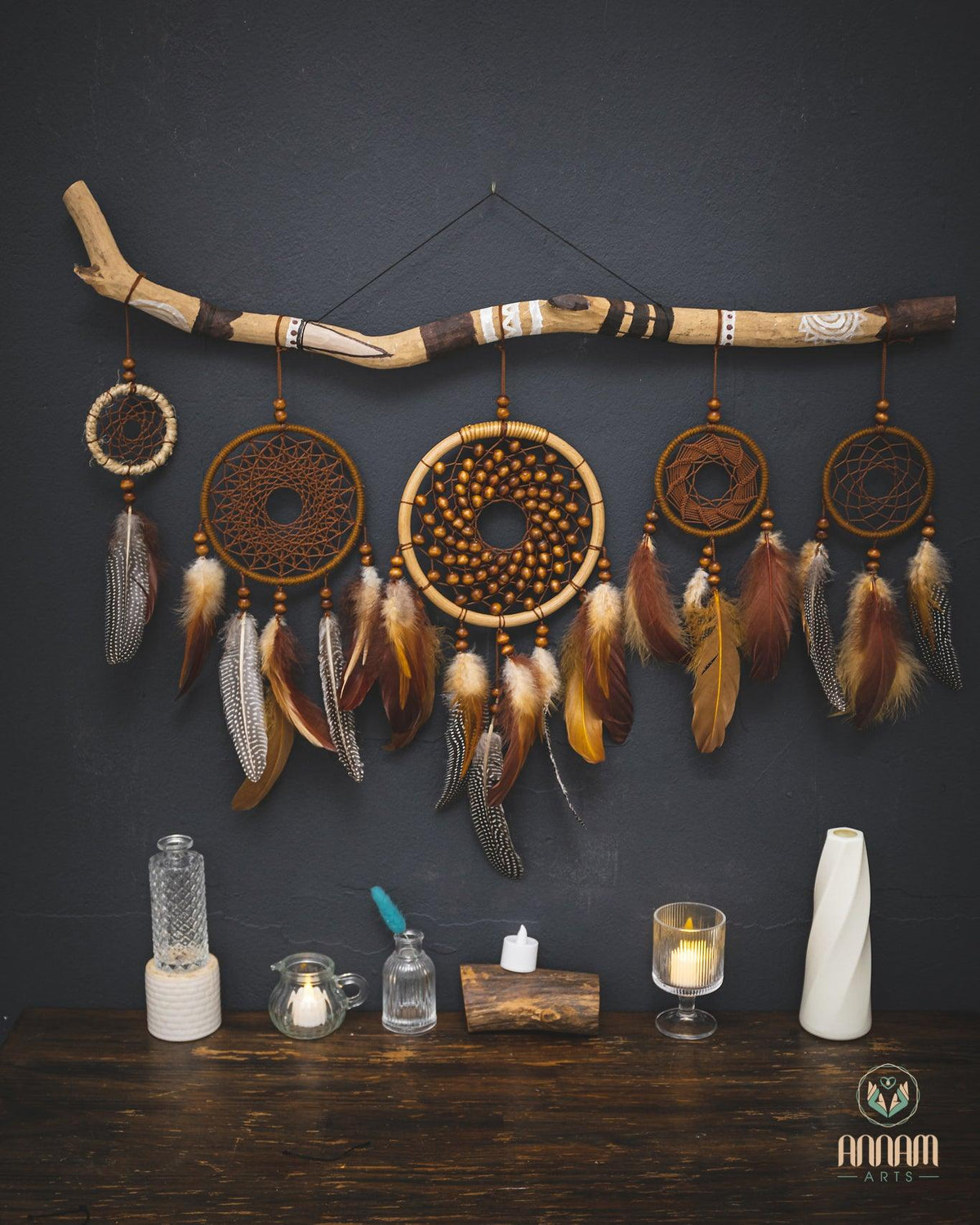 Set of 5 native American style dreamcatchers SD19