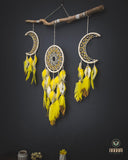 Set of 3 yellow moon Dreamcatchers SD23