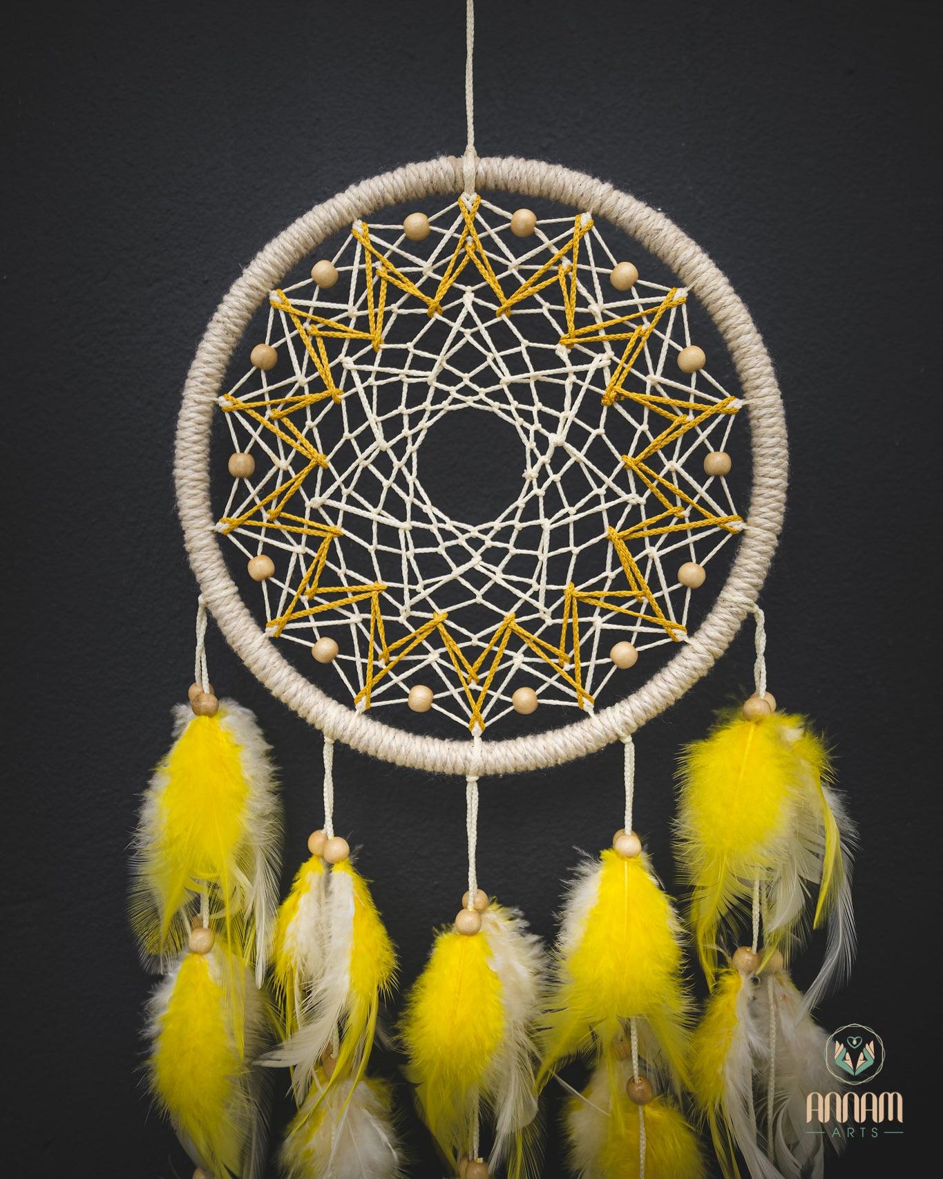 Set of 3 yellow moon Dreamcatchers SD23