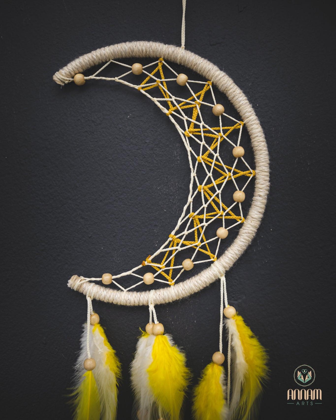 Set of 3 yellow moon Dreamcatchers SD23