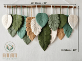 Green macrame leaf home decoration art LM04