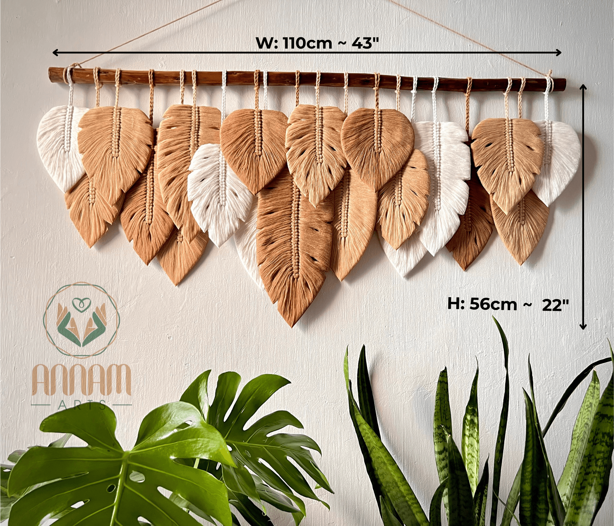 Monstera macrame leaf wall hanging LM04