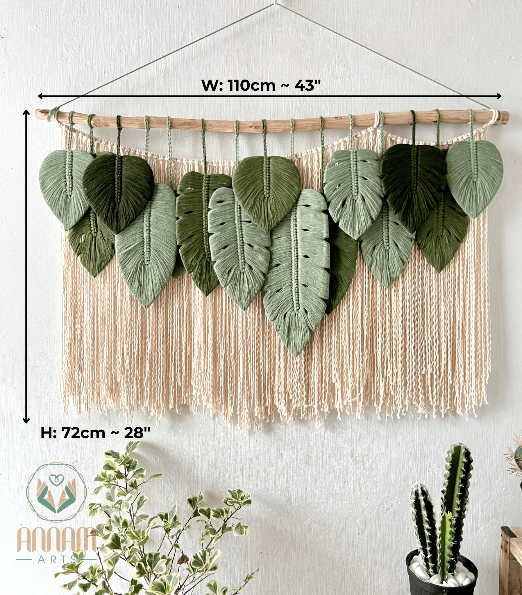 Monstera macrame large leaf wall hanging LM13