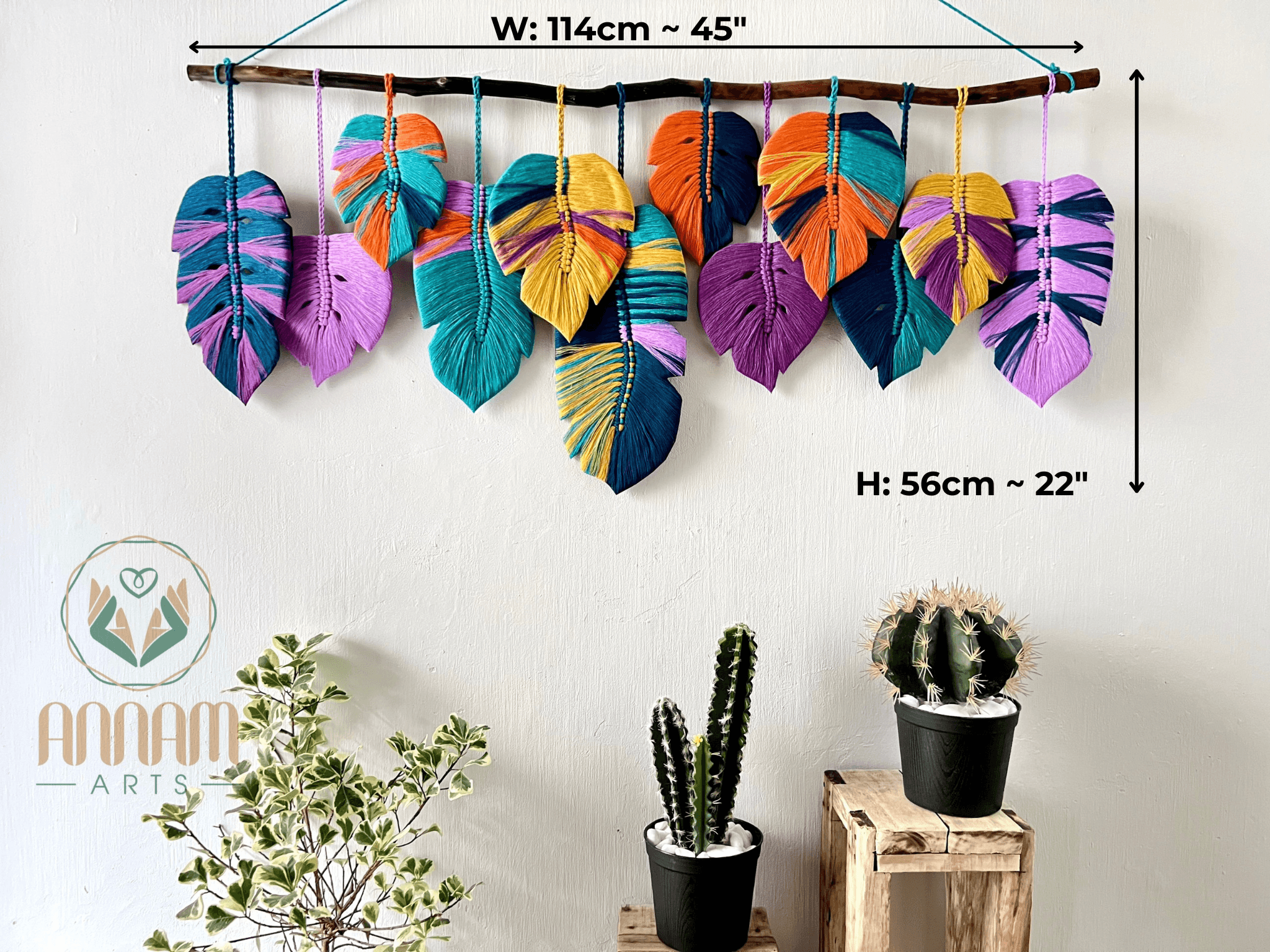 Monstera macrame leaf wall hanging LM03