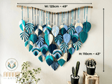 Blue macrame leaf wall hanging LM11