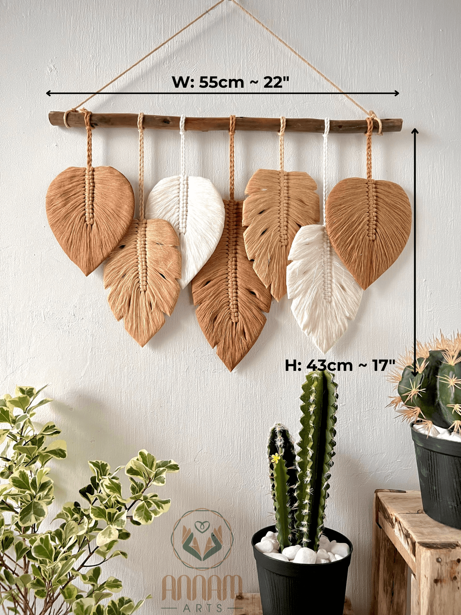 Monstera macrame leaf wall hanging LM04