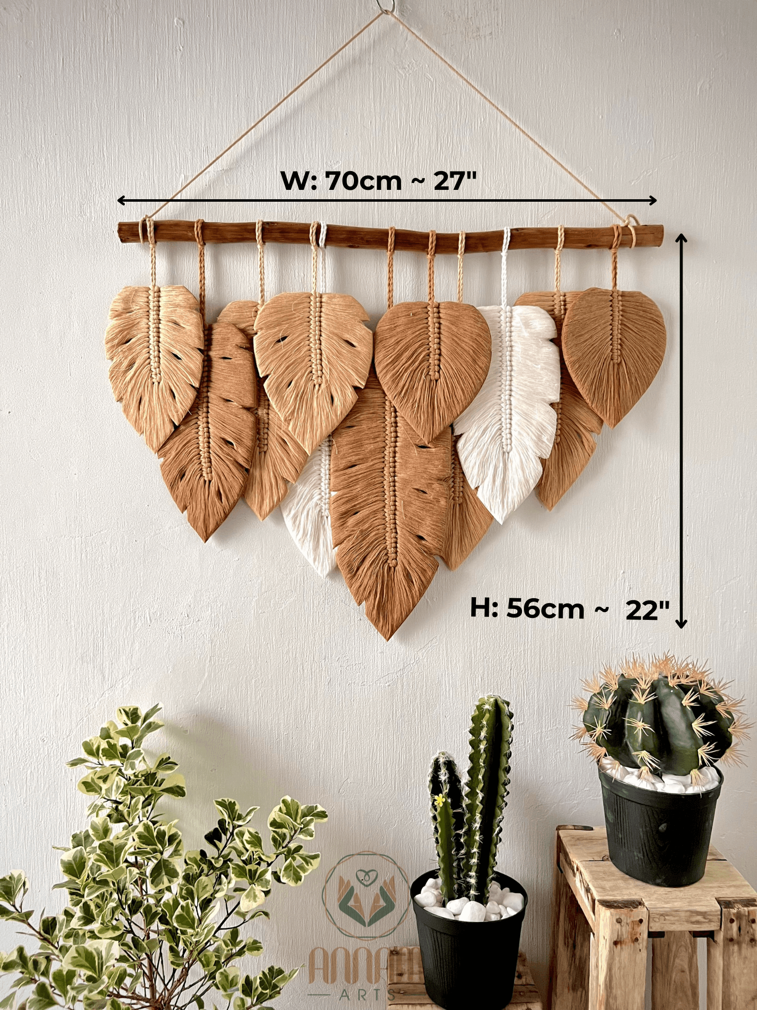 Monstera macrame leaf wall hanging LM04