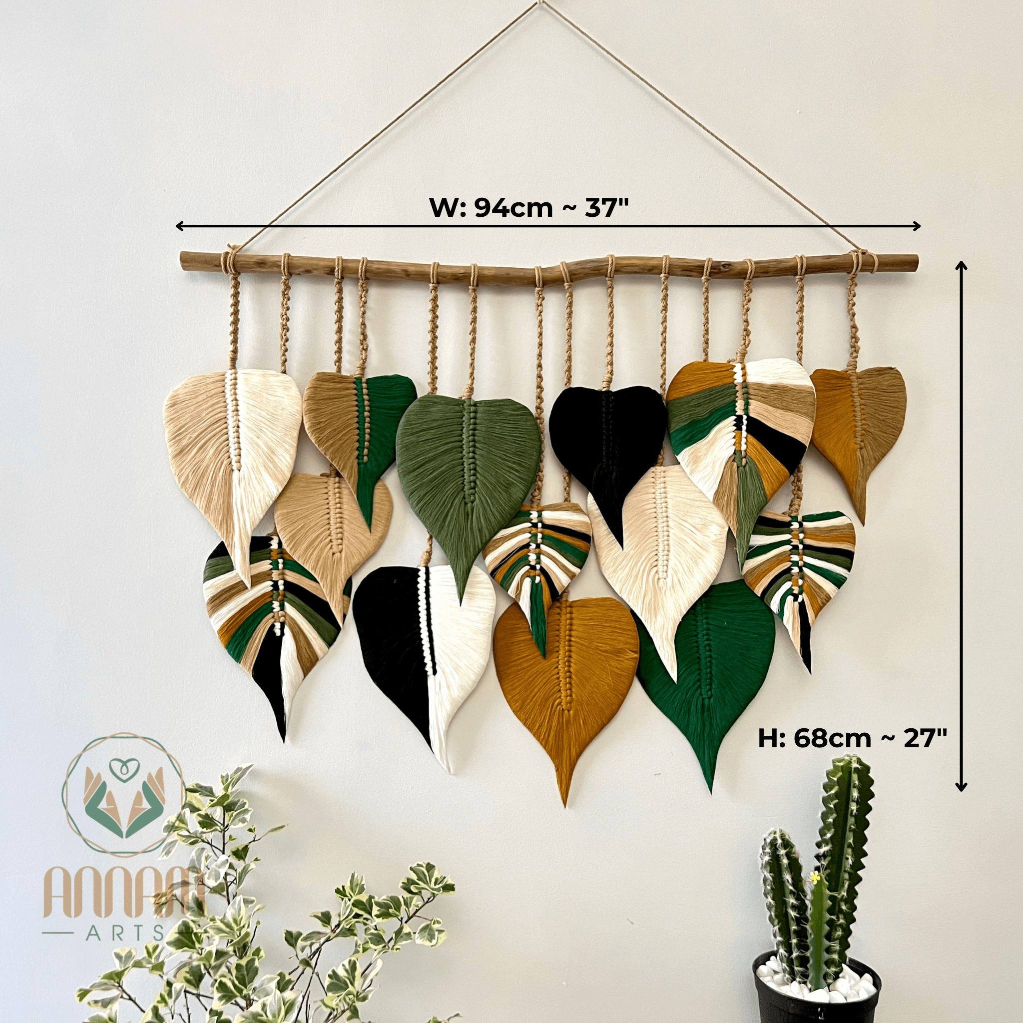 Macrame linden leaf large wall hanging LM12