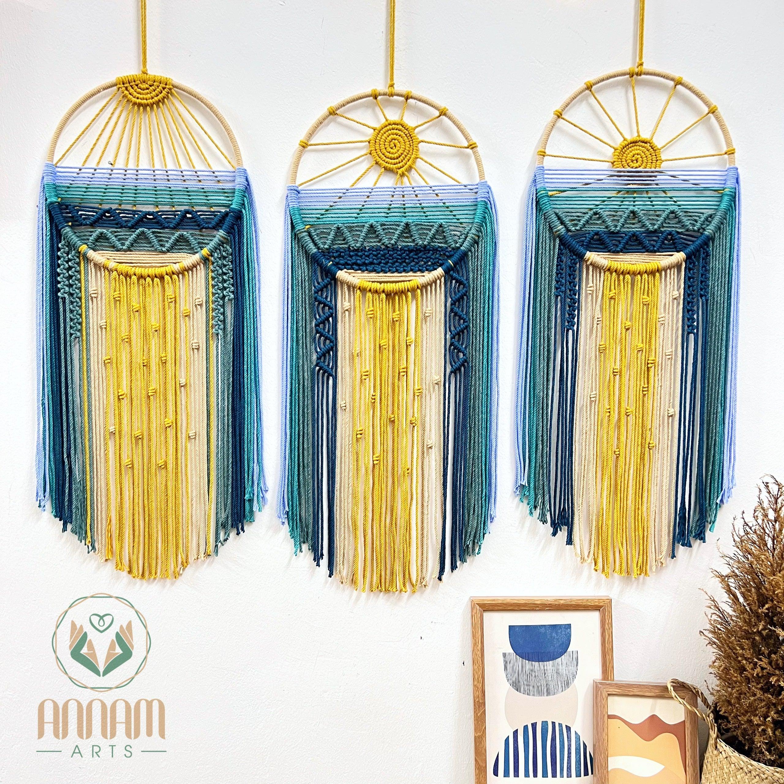 Sun on Blue Sea Macrame Dreamcatcher Set MT02