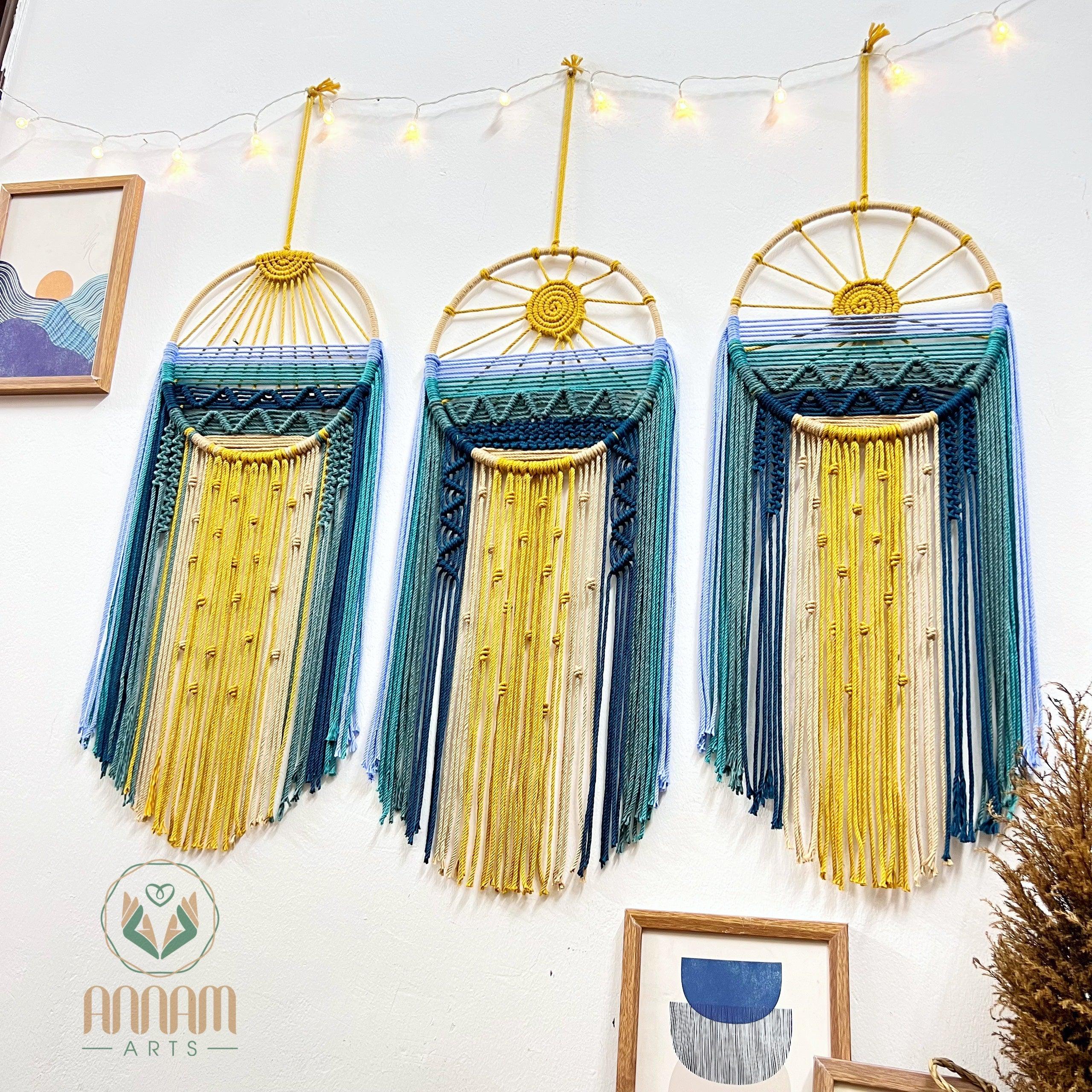 Sun on Blue Sea Macrame Dreamcatcher Set MT02