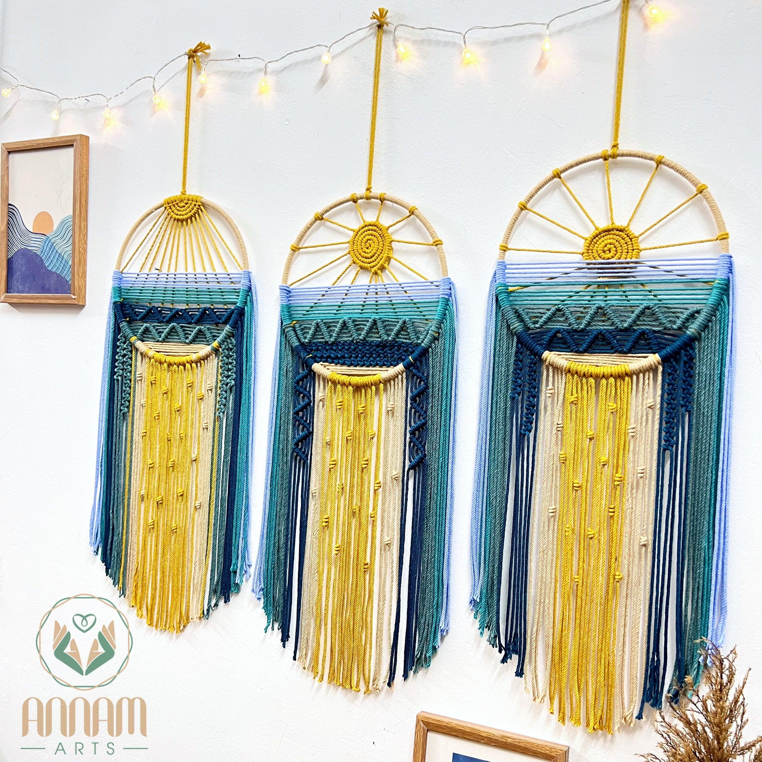 Sun on Blue Sea Macrame Dreamcatcher Set MT02