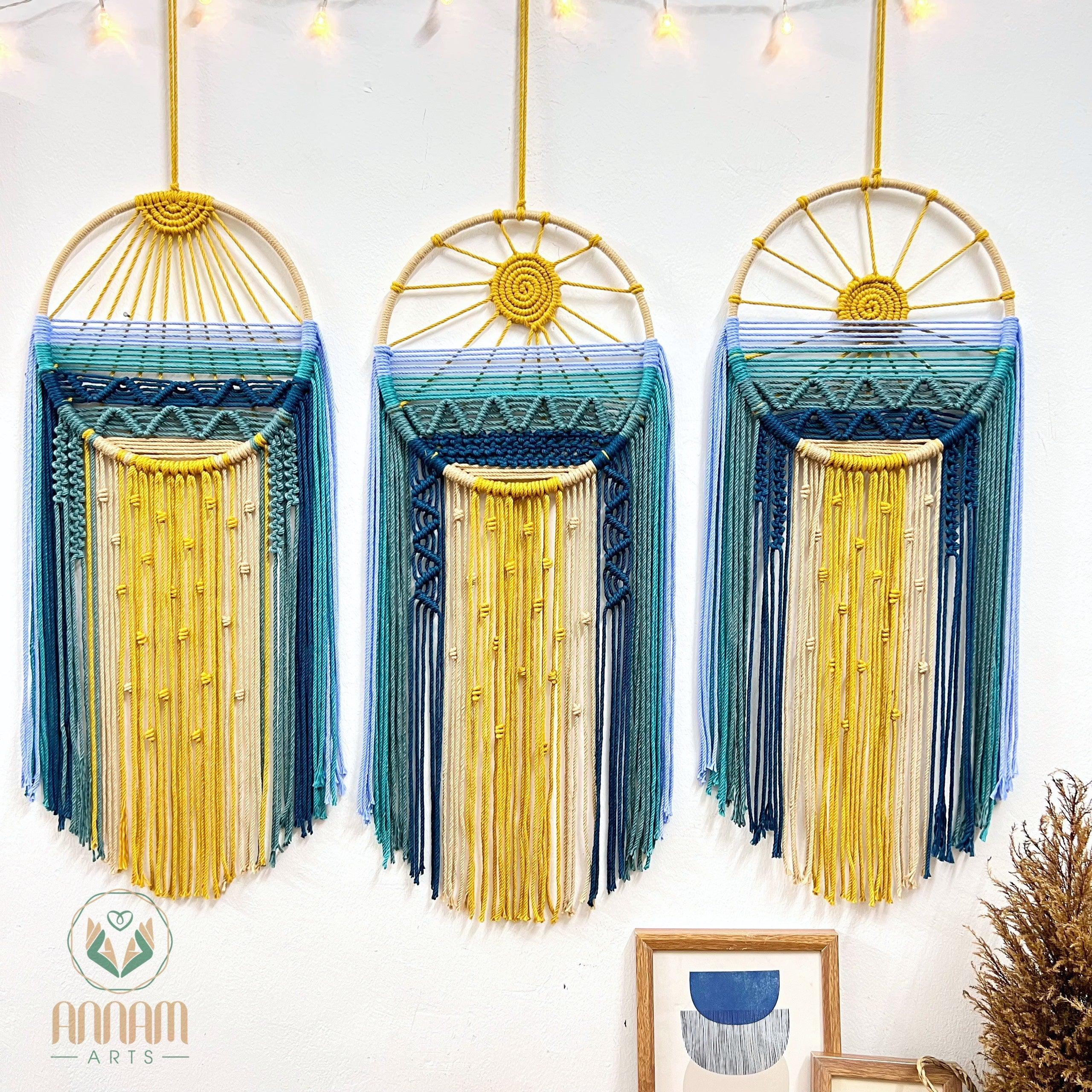 Sun on Blue Sea Macrame Dreamcatcher Set MT02