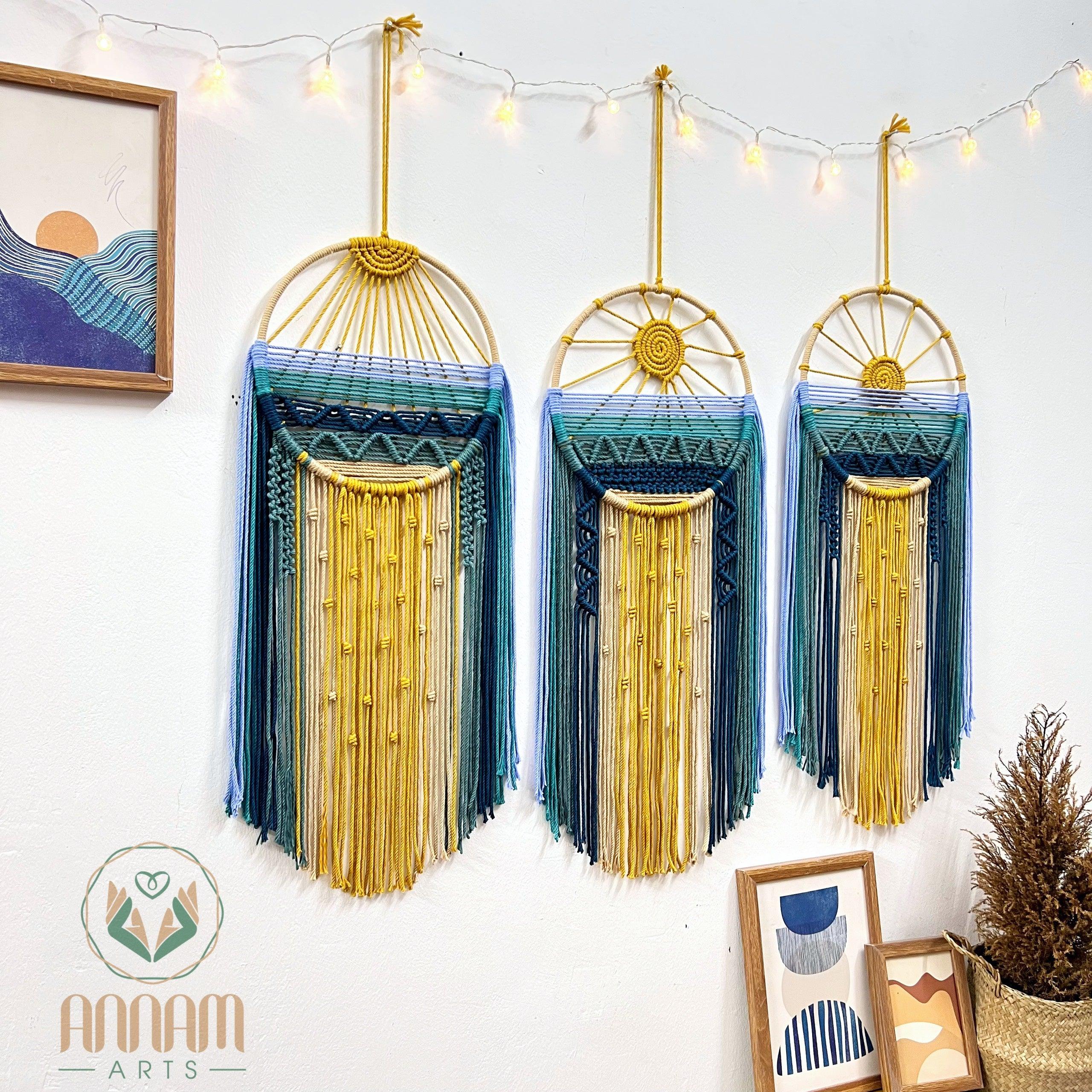 Sun on Blue Sea Macrame Dreamcatcher Set MT02