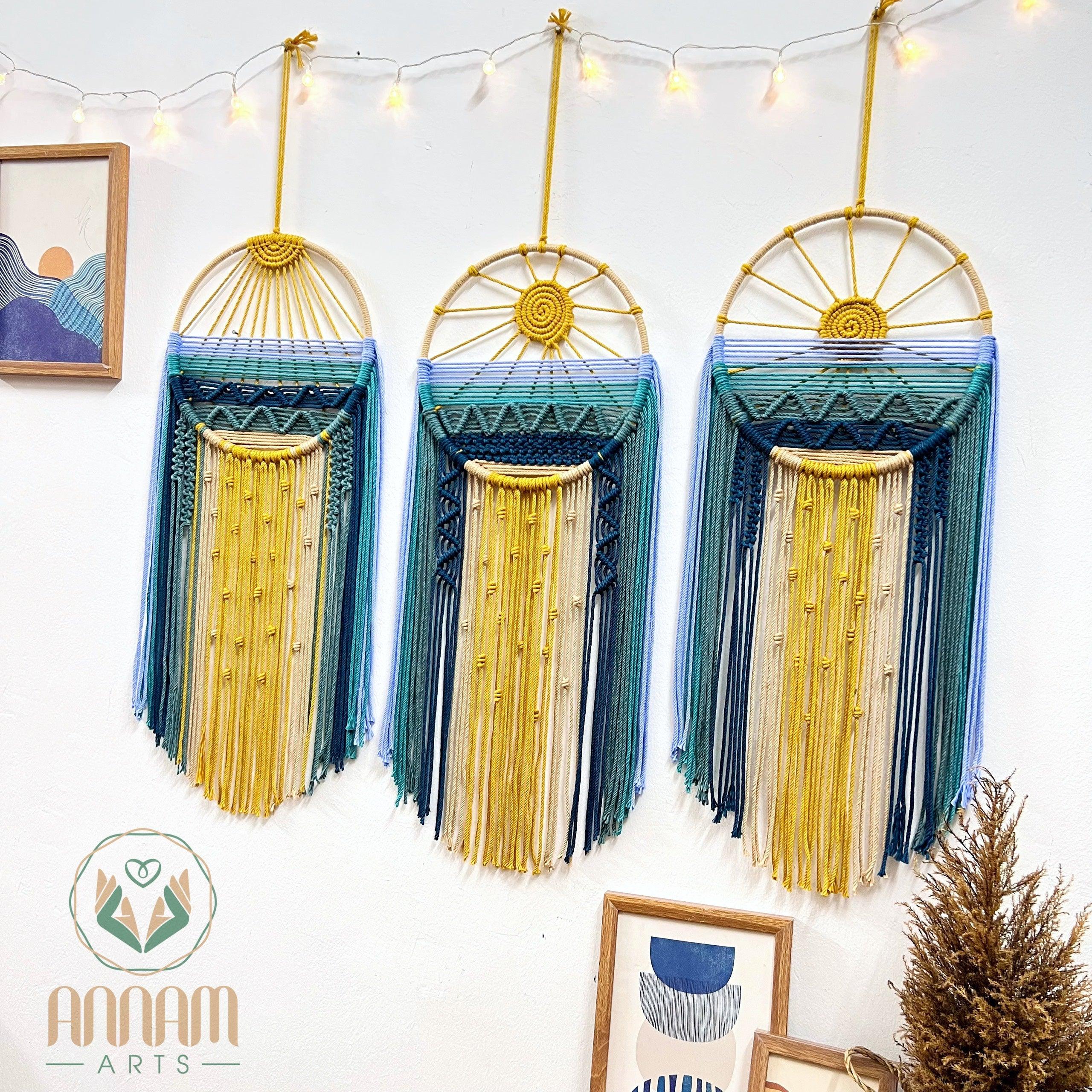 Sun on Blue Sea Macrame Dreamcatcher Set MT02