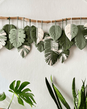 Macrame Monstera green leaf wall hanging LM03