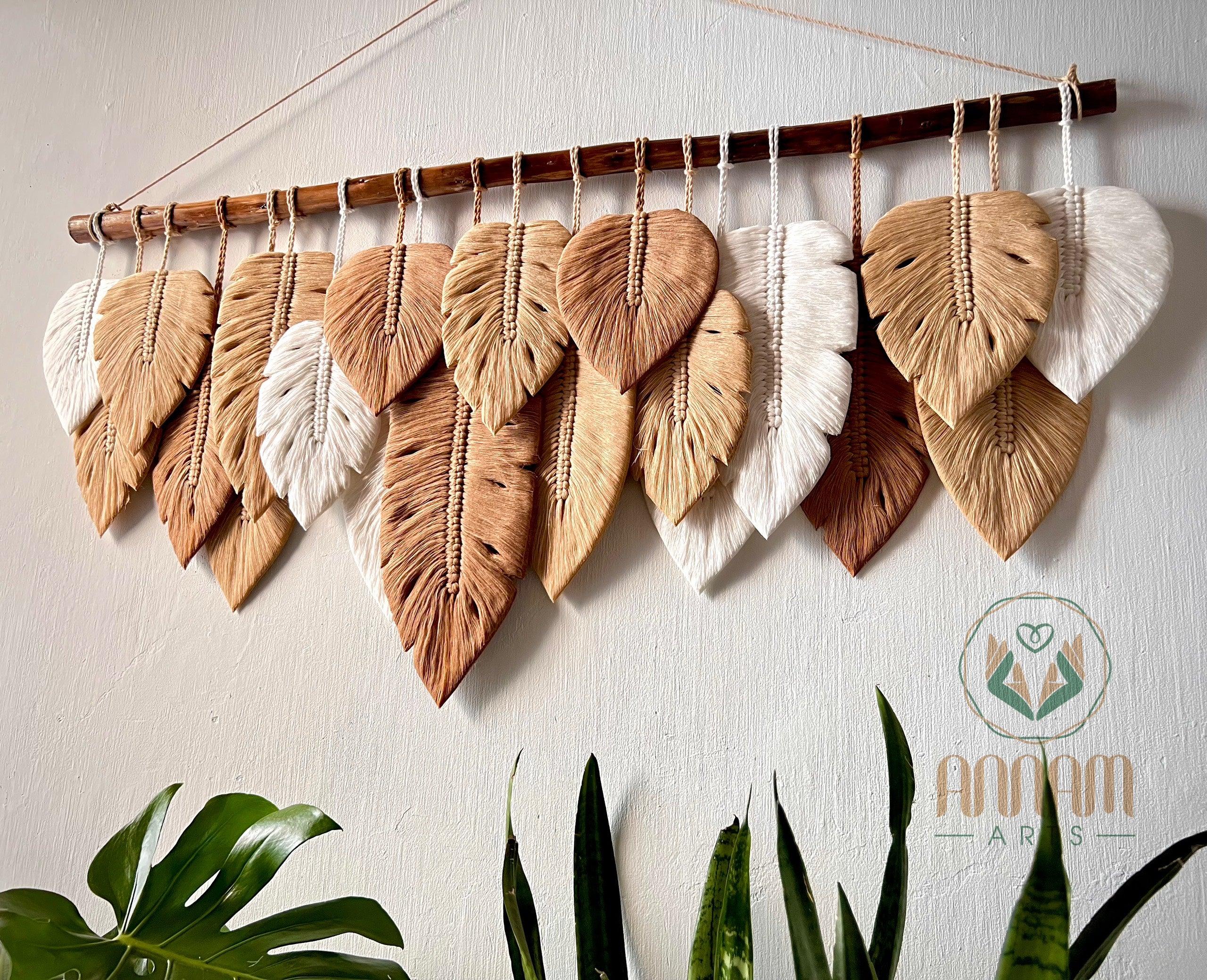 Monstera macrame leaf wall hanging LM04