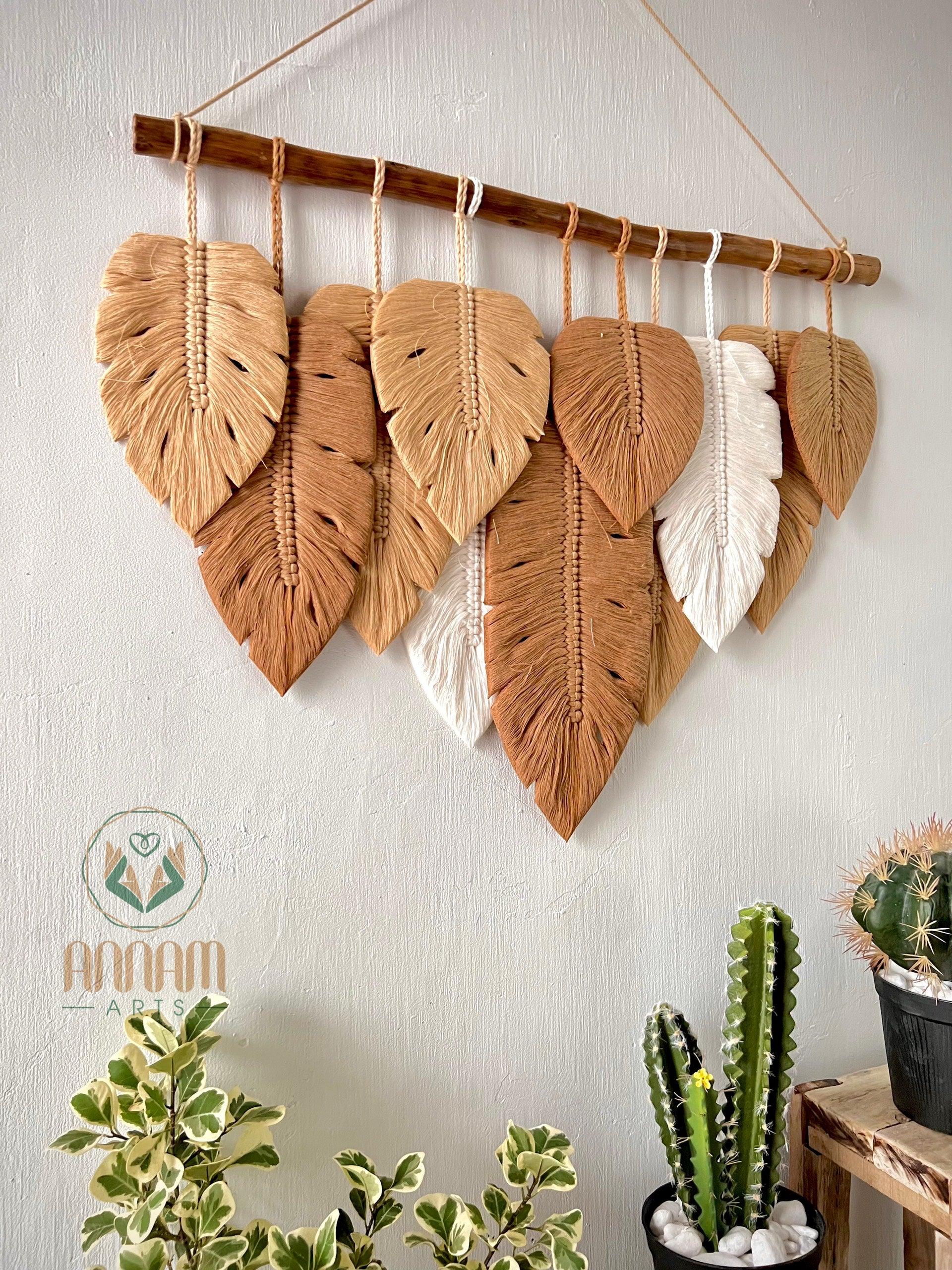 Monstera macrame leaf wall hanging LM04