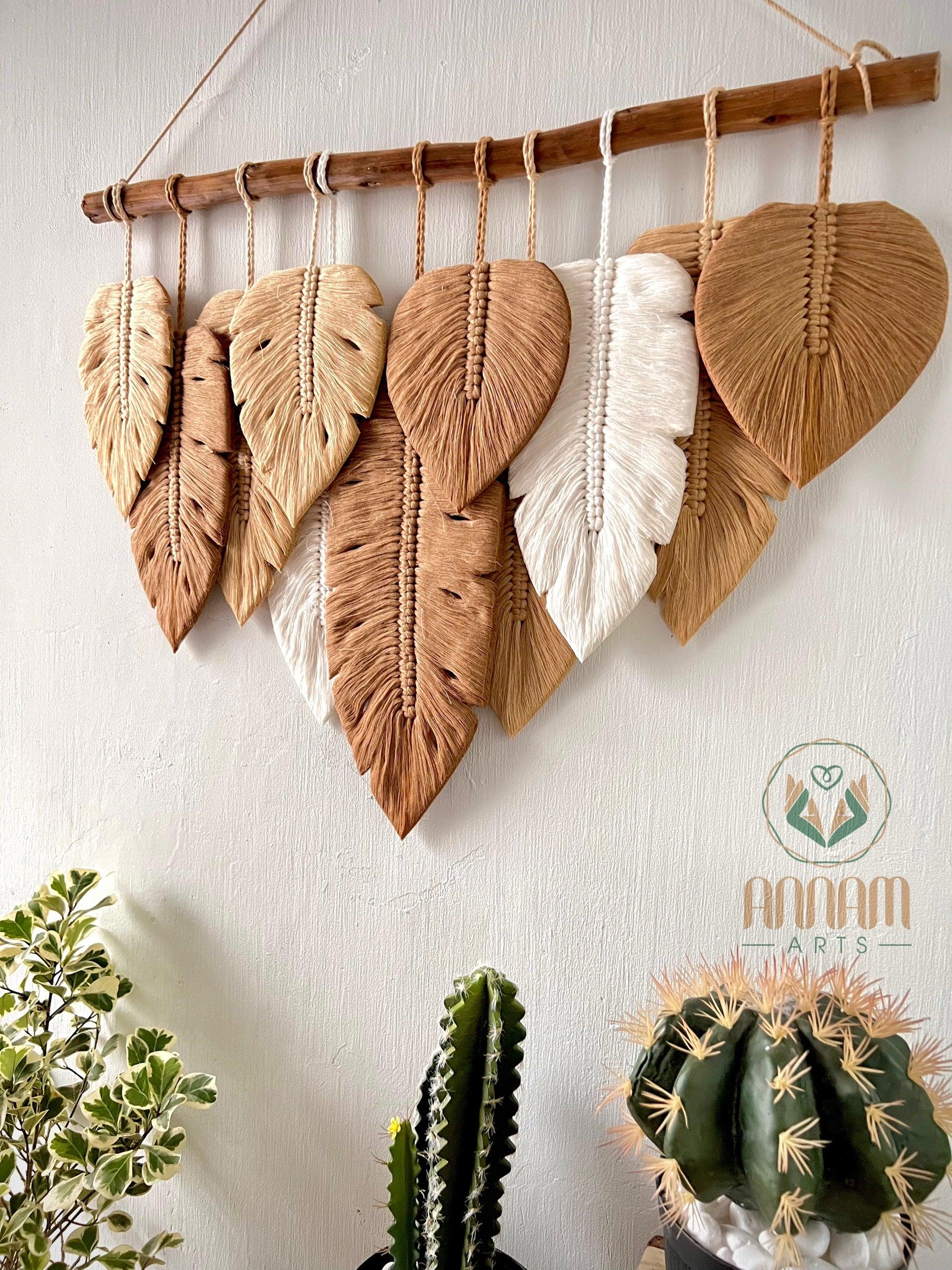 Monstera macrame leaf wall hanging LM04