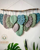 Monstera leaf wall hanging gray-green LM05