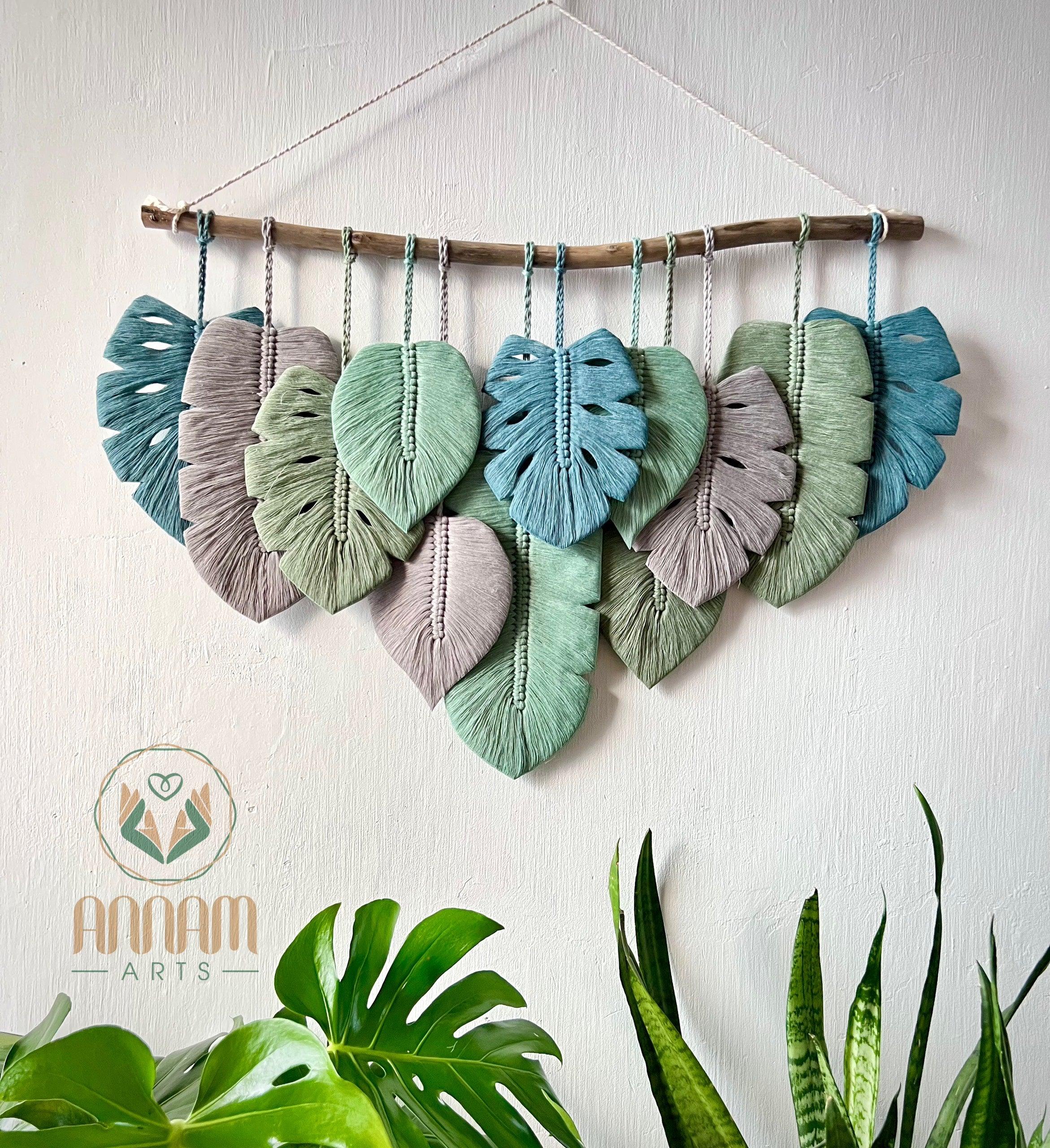 Monstera leaf wall hanging gray-green LM05