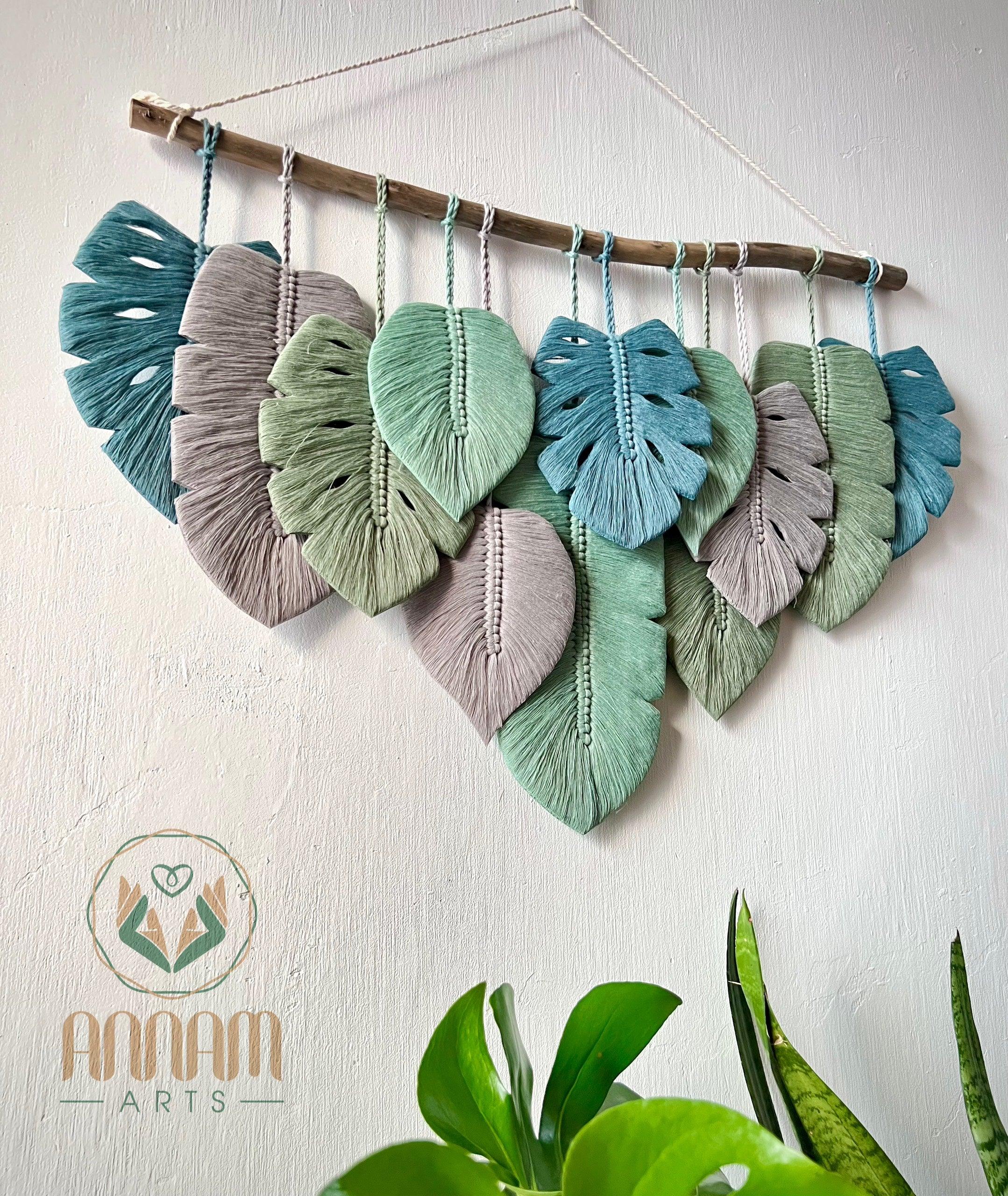 Monstera leaf wall hanging gray-green LM05