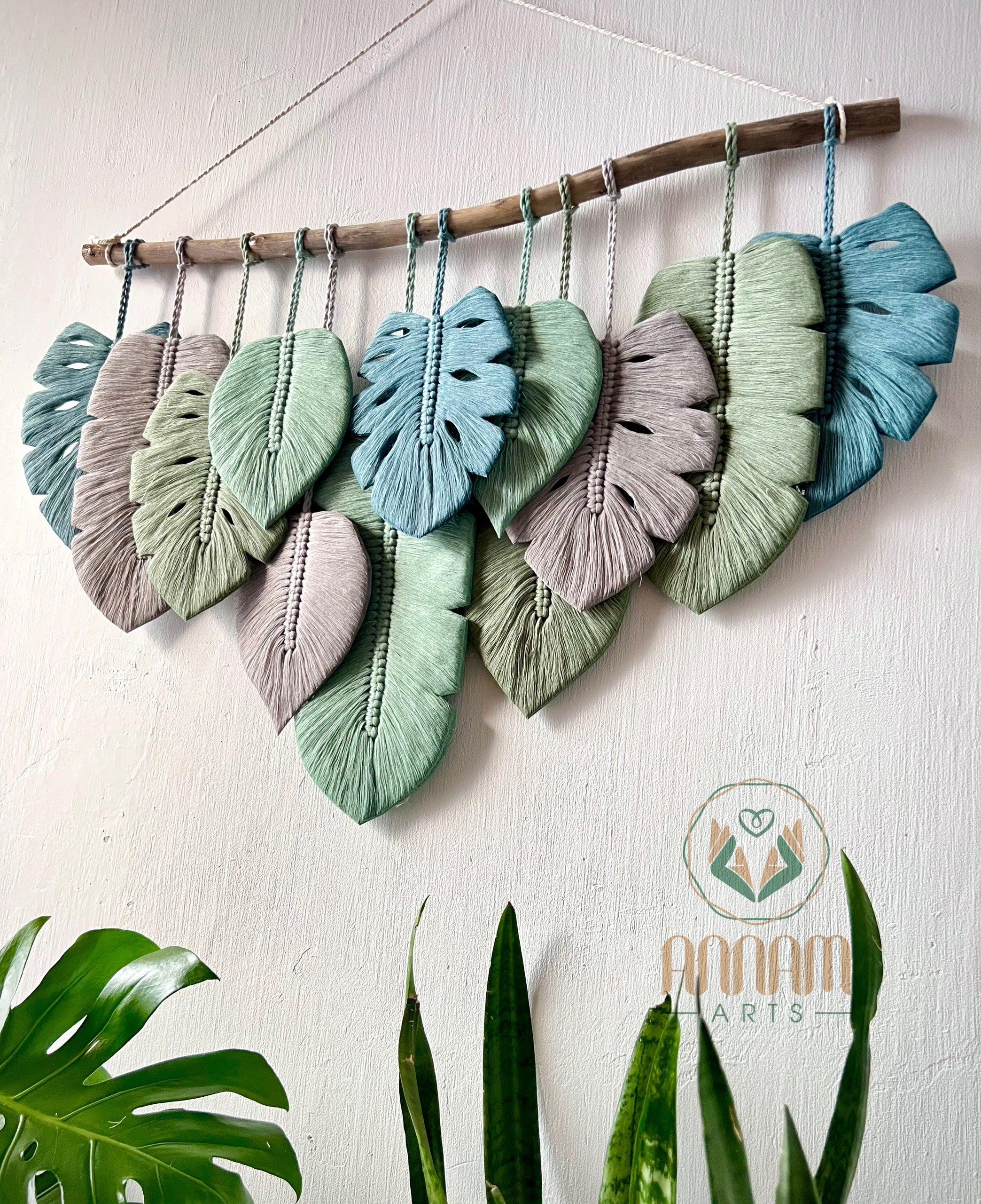 Monstera leaf wall hanging gray-green LM05