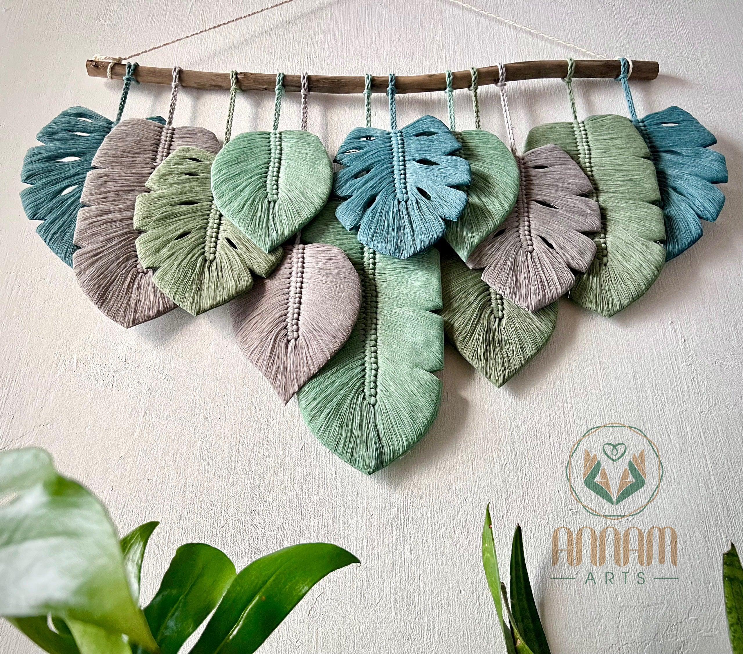 Monstera leaf wall hanging gray-green LM05