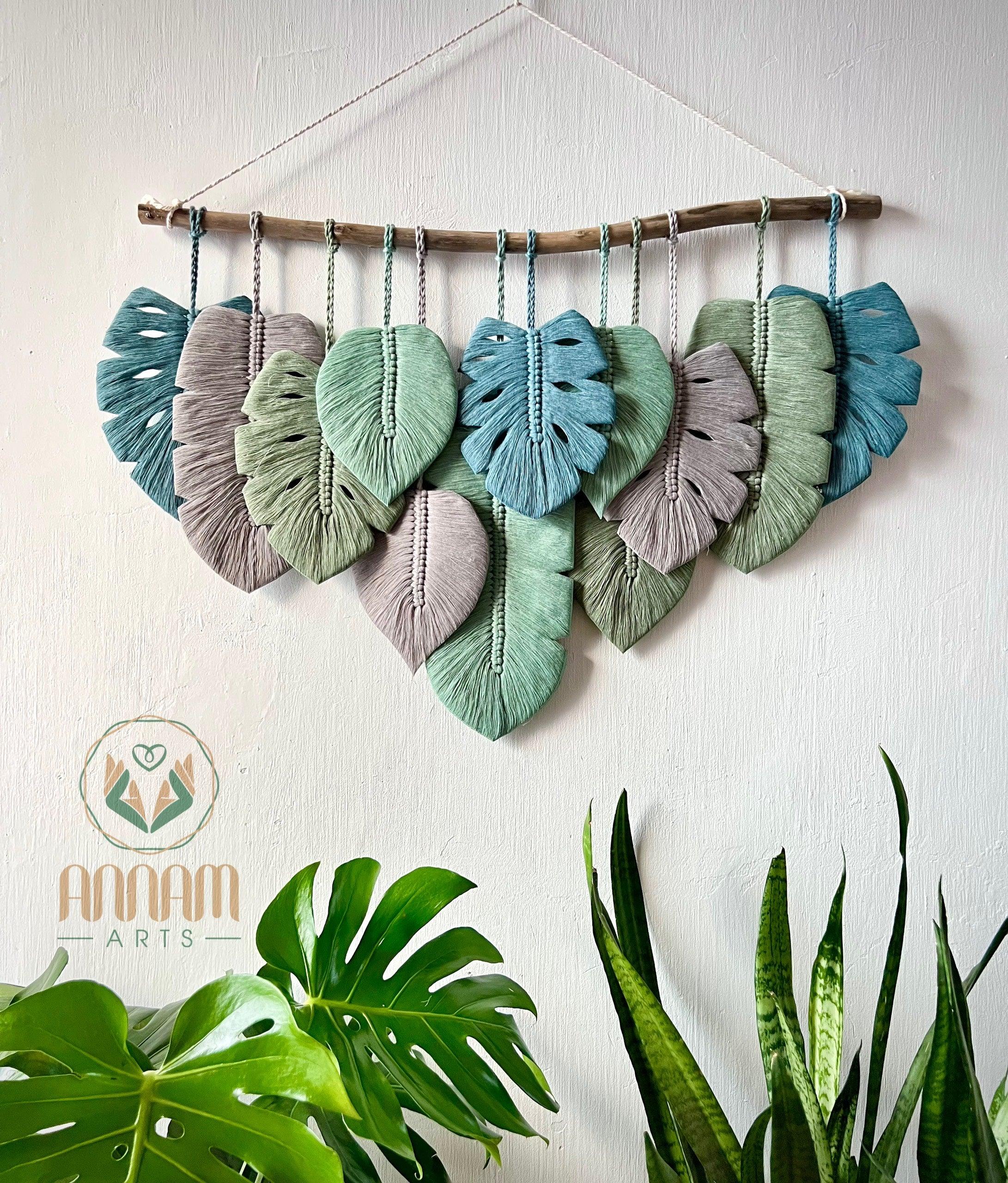 Monstera leaf wall hanging gray-green LM05