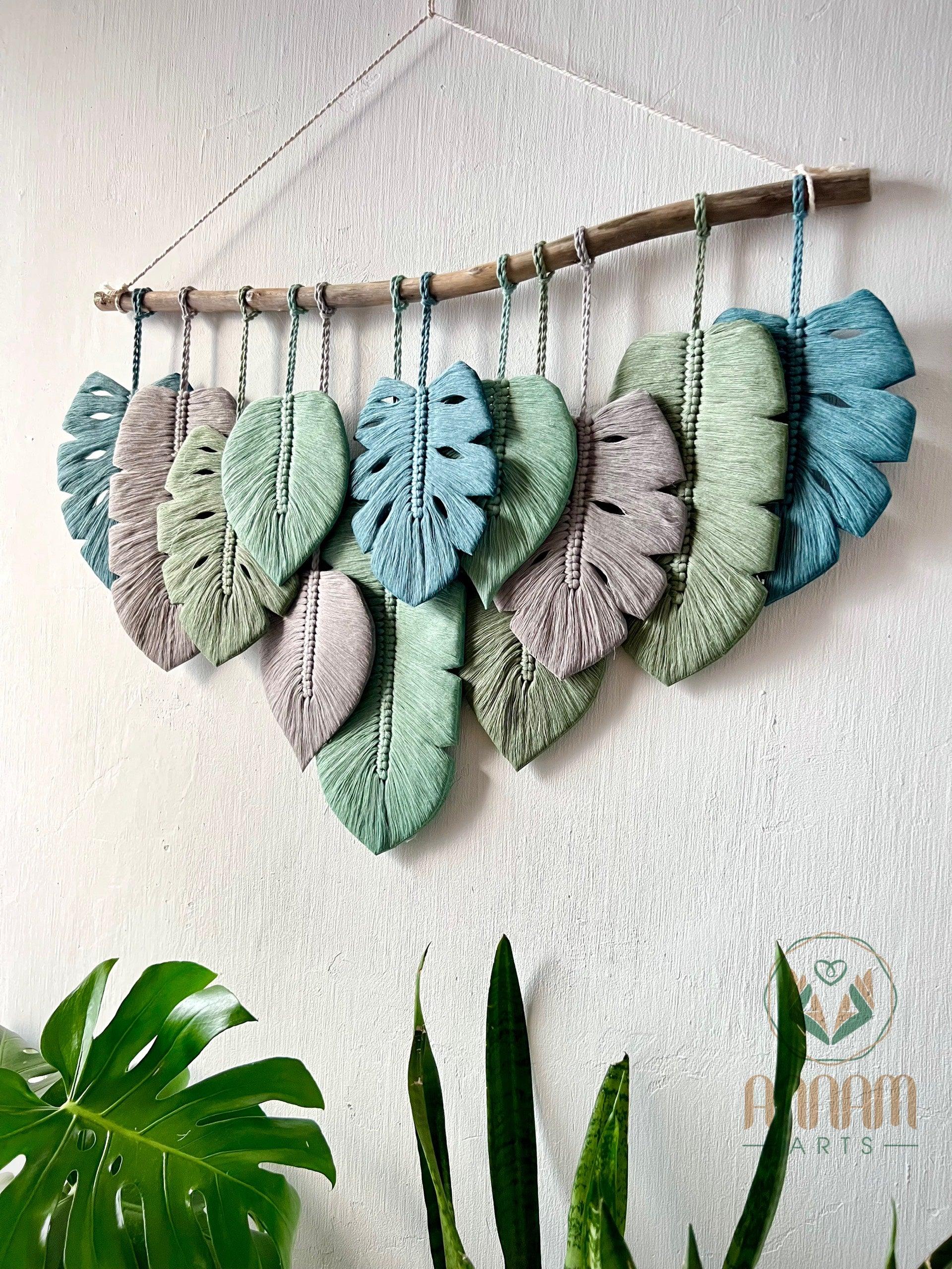 Monstera leaf wall hanging gray-green LM05