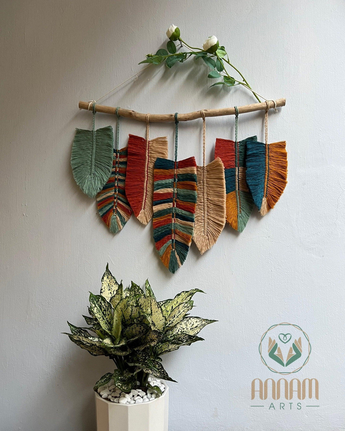 Boho handmade macrame leaves wall hanging LM07