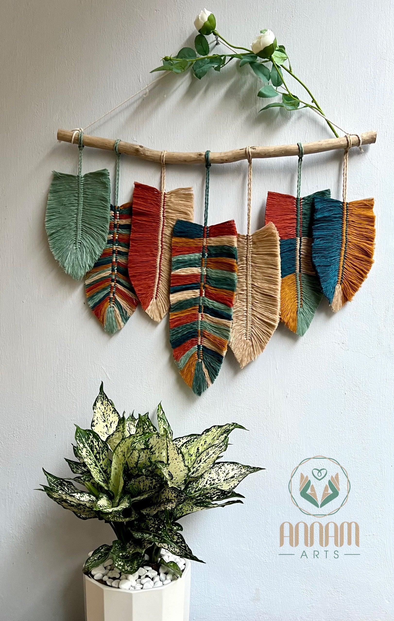 Boho handmade macrame leaves wall hanging LM07