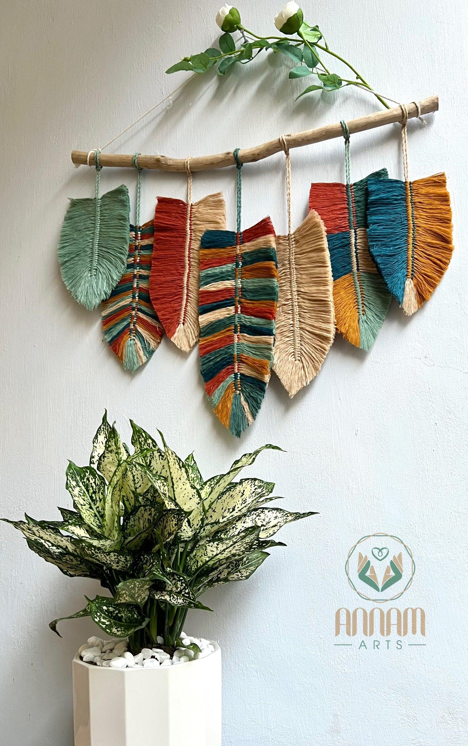 Boho handmade macrame leaves wall hanging LM07