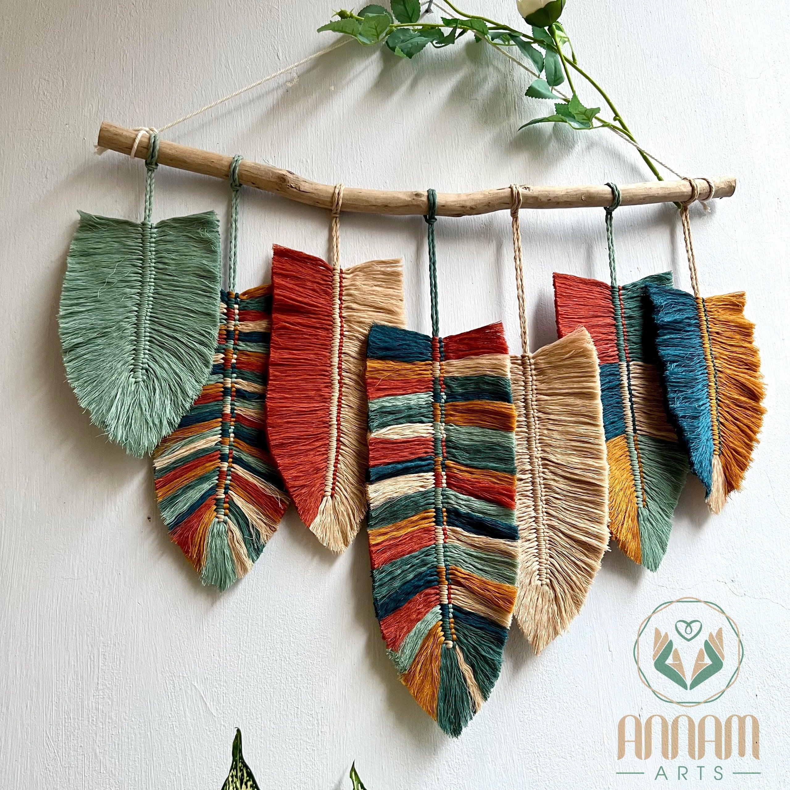 Boho handmade macrame leaves wall hanging LM07