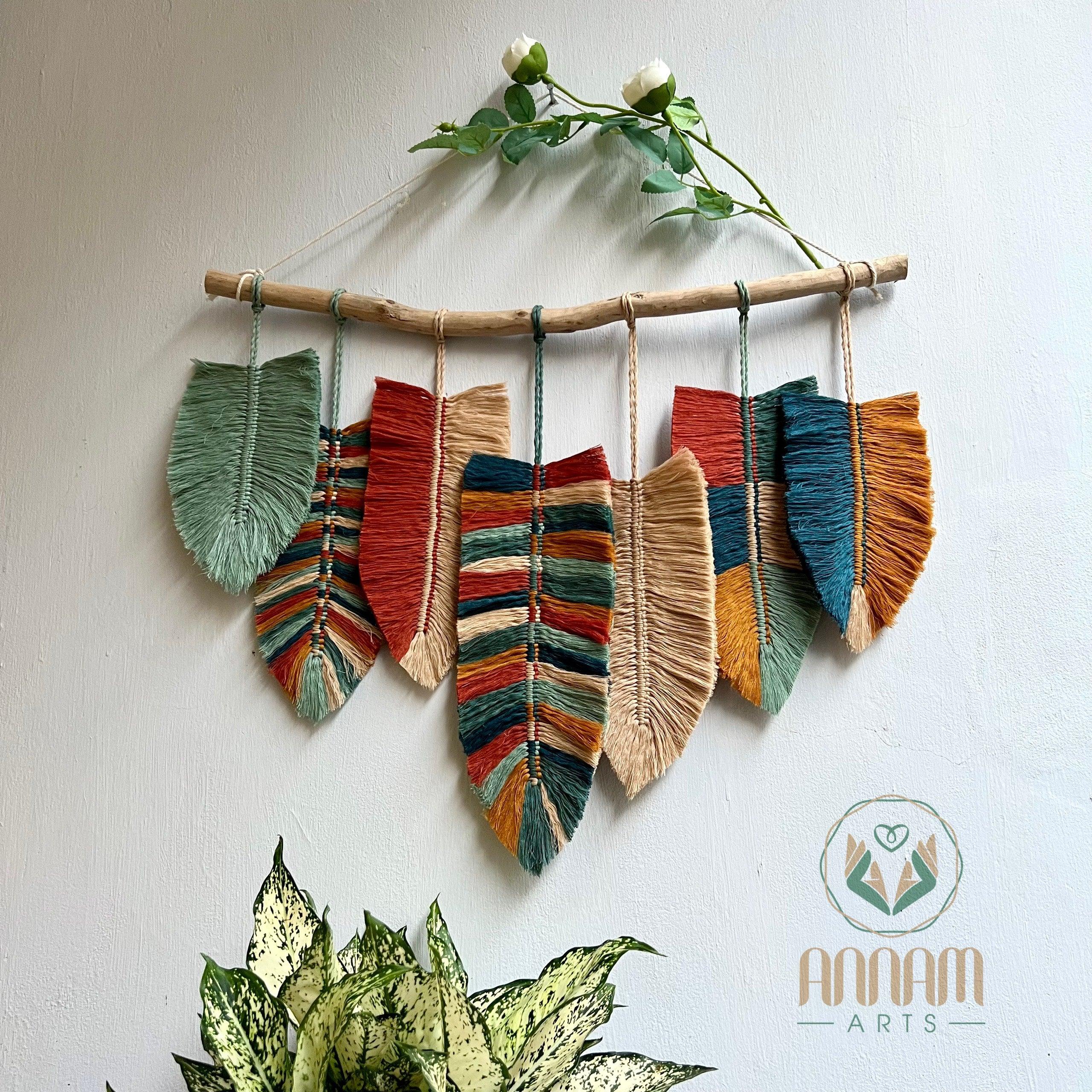 Boho handmade macrame leaves wall hanging LM07