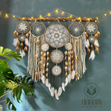 Large dreamcatcher set for wall hanging in natural color (Brown)- SD07