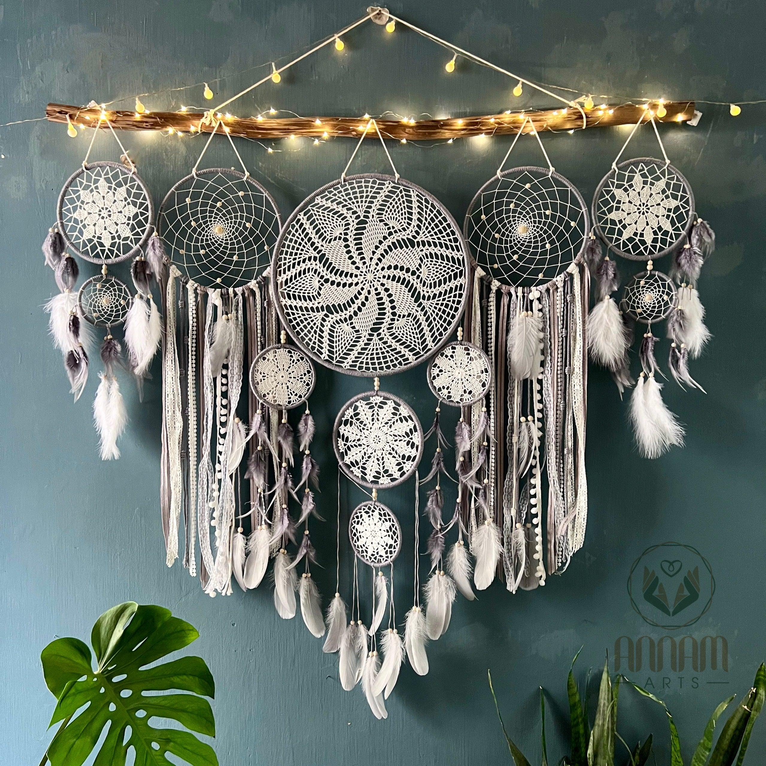 Large dreamcatcher set for wall hanging in natural color (Brown)- SD07