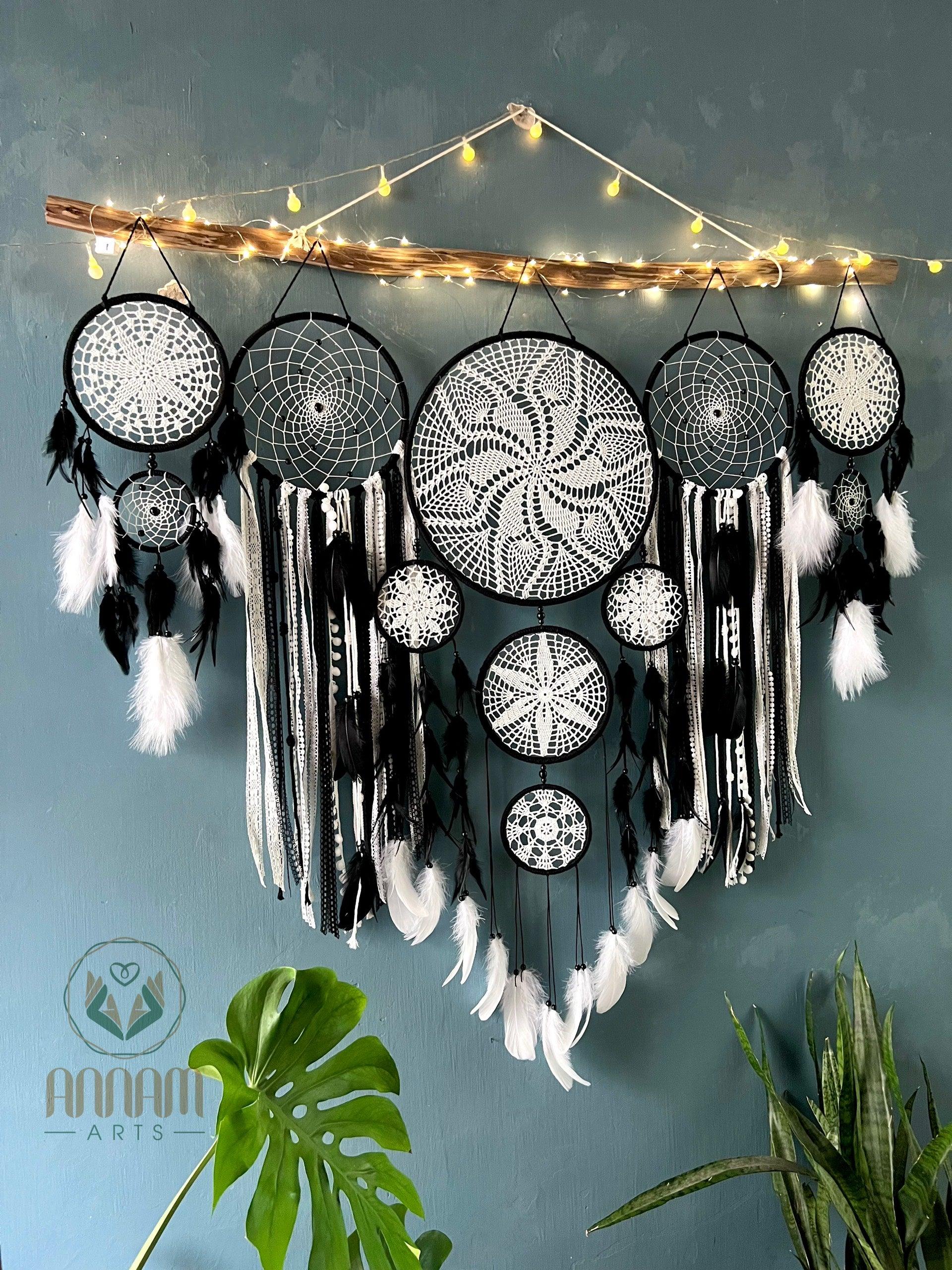 Large dreamcatcher set for wall hanging in Black - SD07