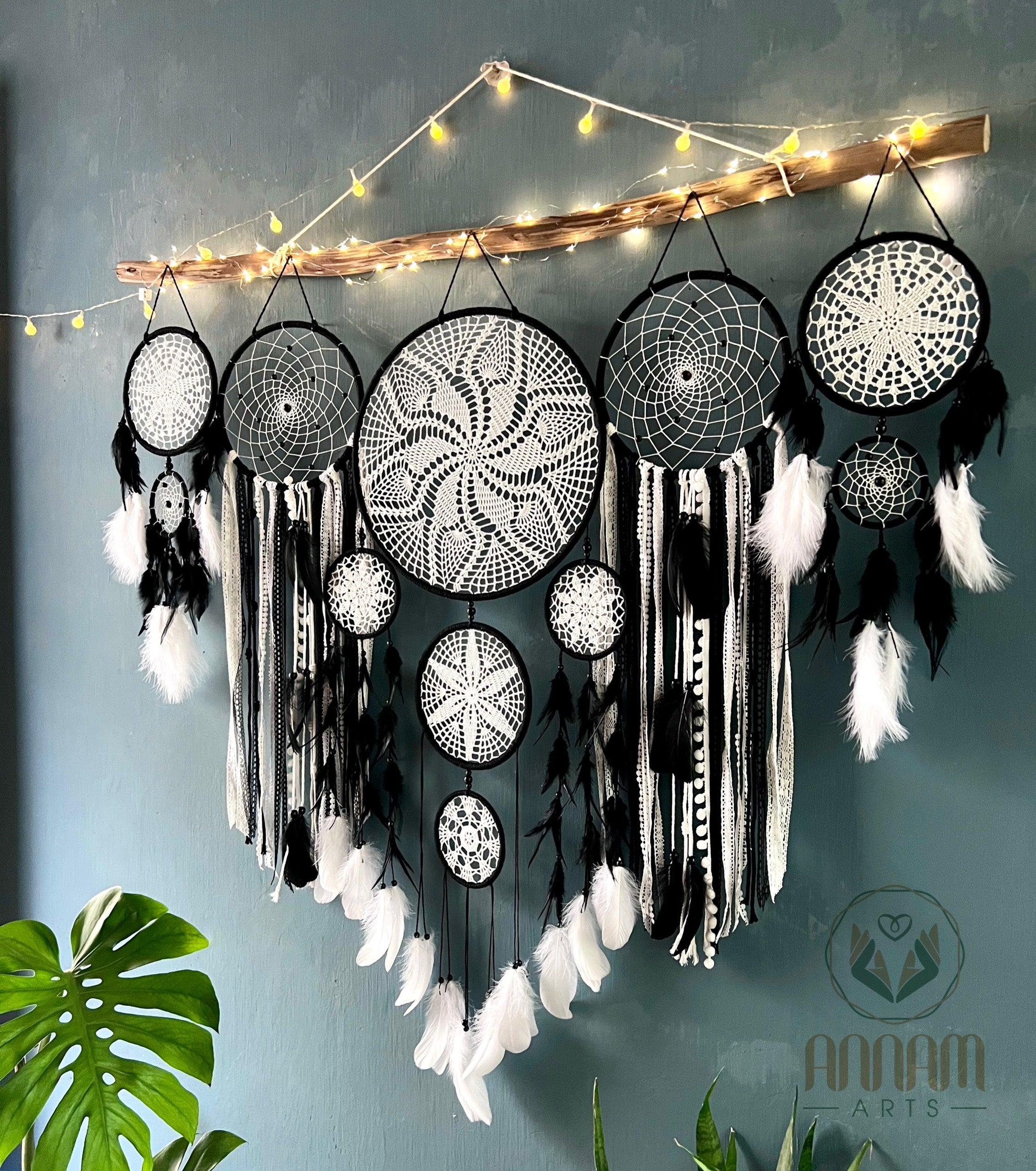 Large dreamcatcher set for wall hanging in Black - SD07