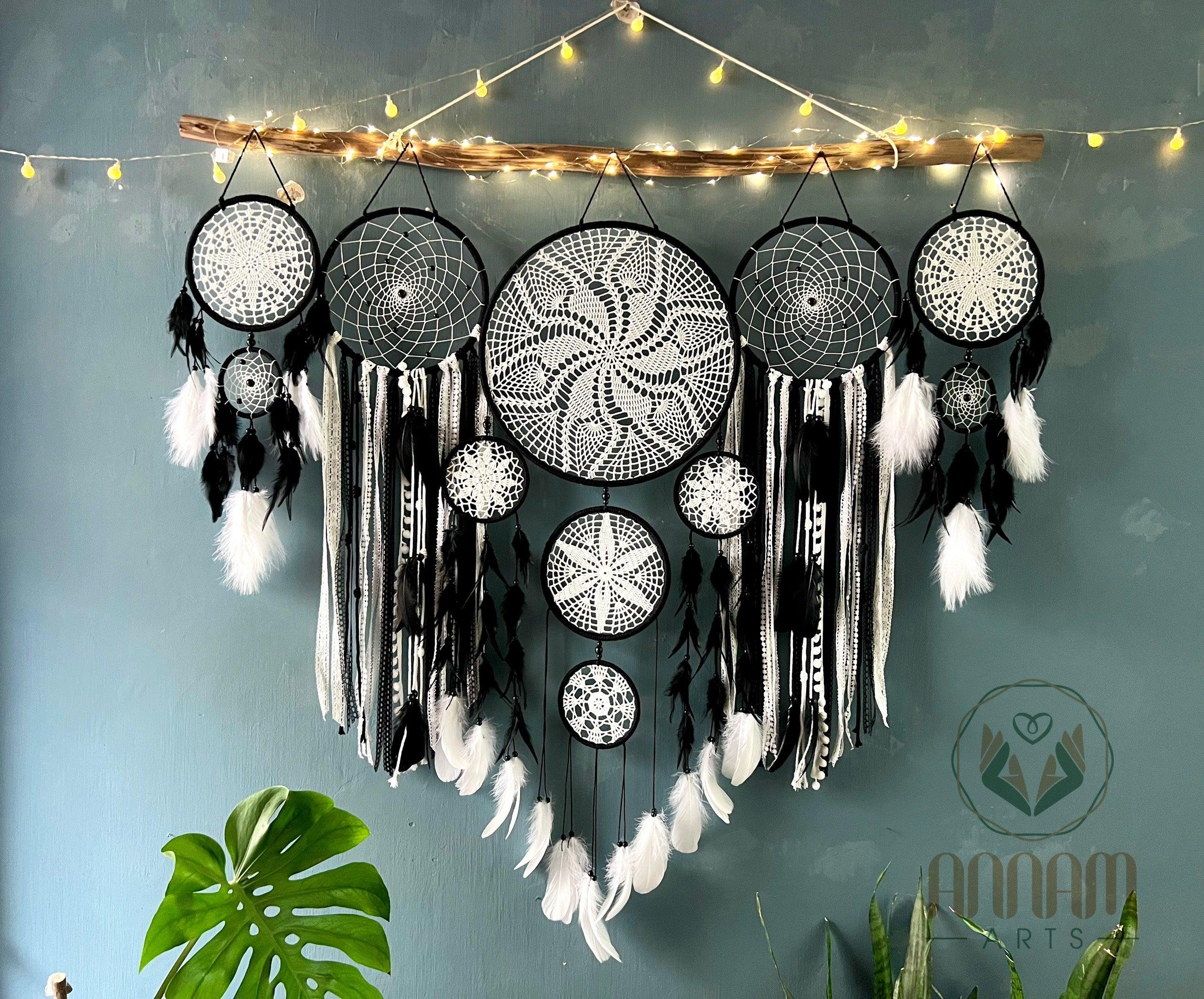 Large dreamcatcher set for wall hanging in natural color (Brown)- SD07