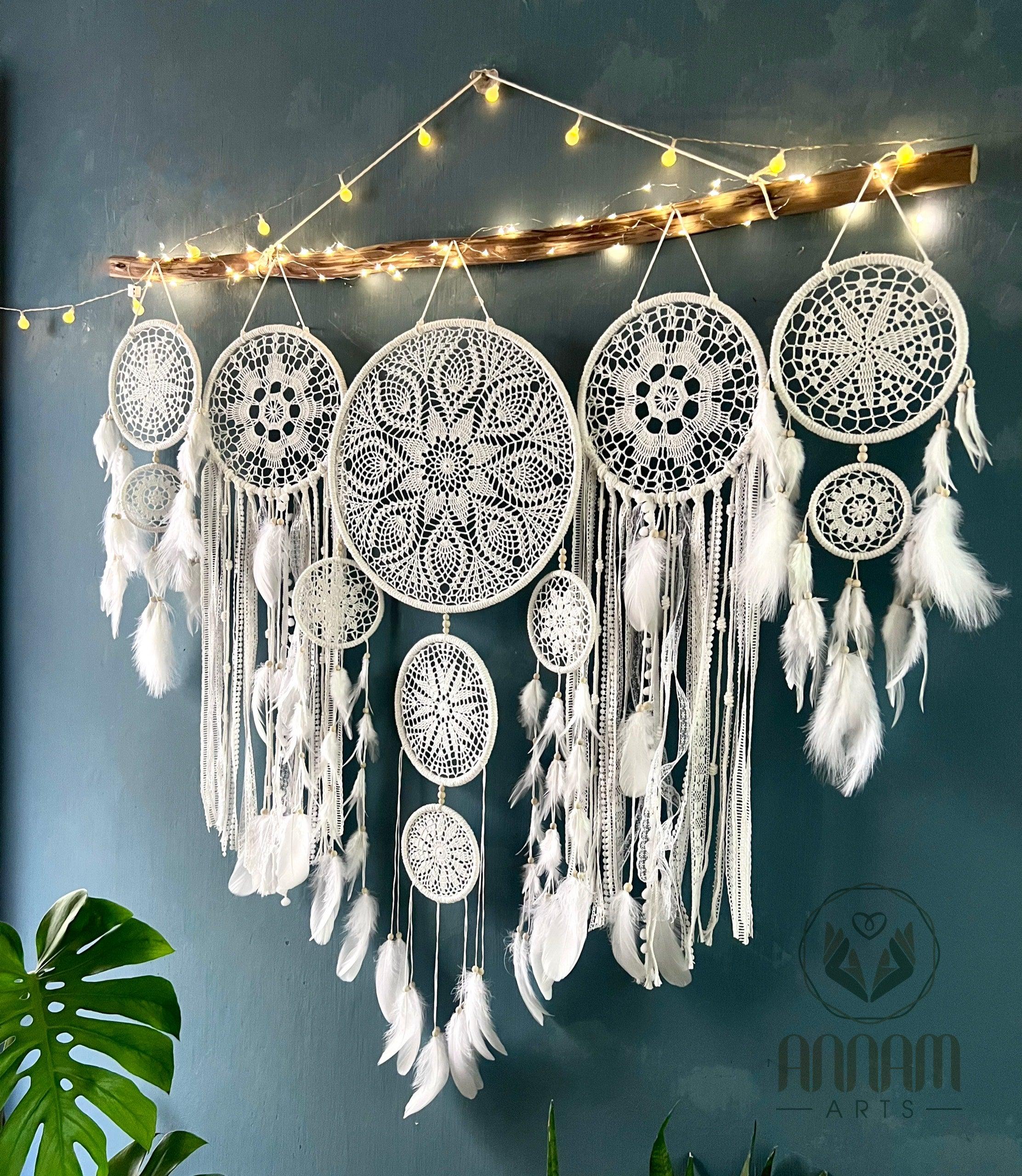 Large dreamcatcher set for wall hanging in White - SD07