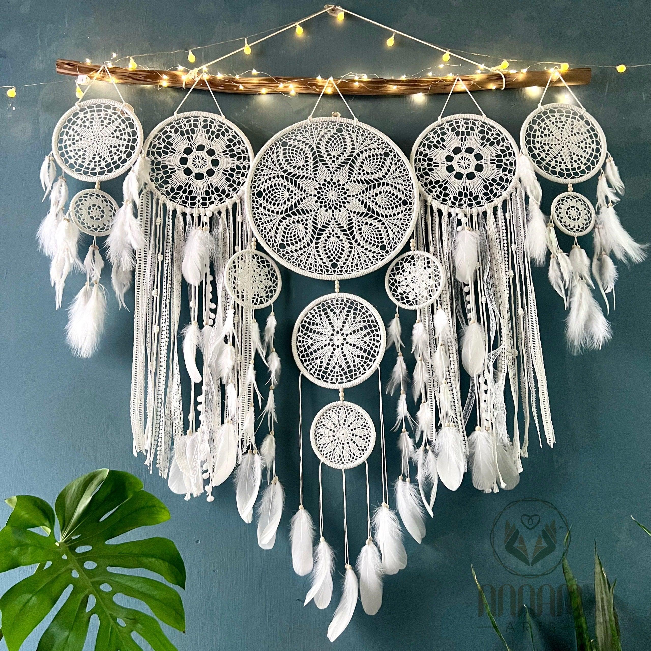 Large dreamcatcher set for wall hanging in White - SD07