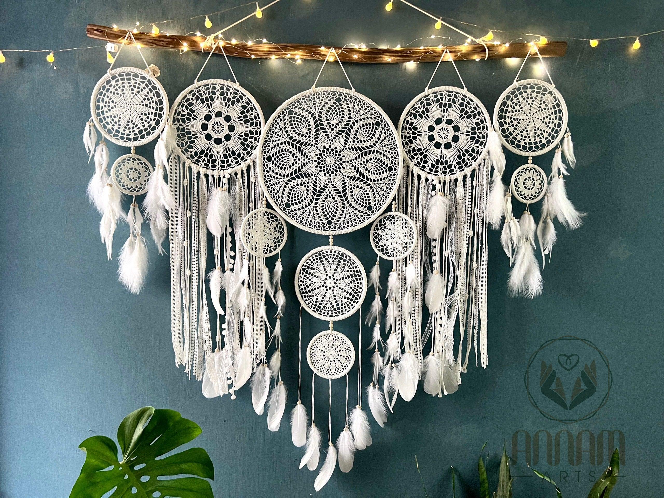 Large dreamcatcher set for wall hanging in White - SD07